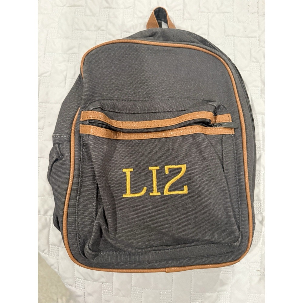 Liz personalized embroidered small gray backpack thirty-one brand